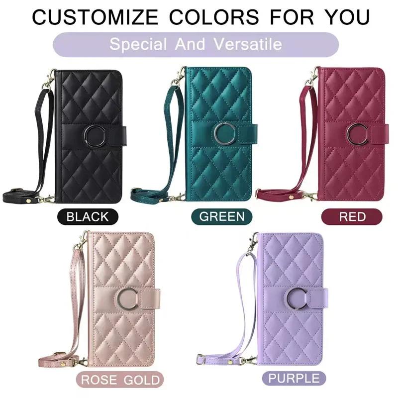 Flip Leather Phone Case for IPhone 17 Air 16 15 Pro Max 16E 14 13 12 11 Pro XS Max XR SE 8 7 Plus Long Lanyard Wallet Card Cover
