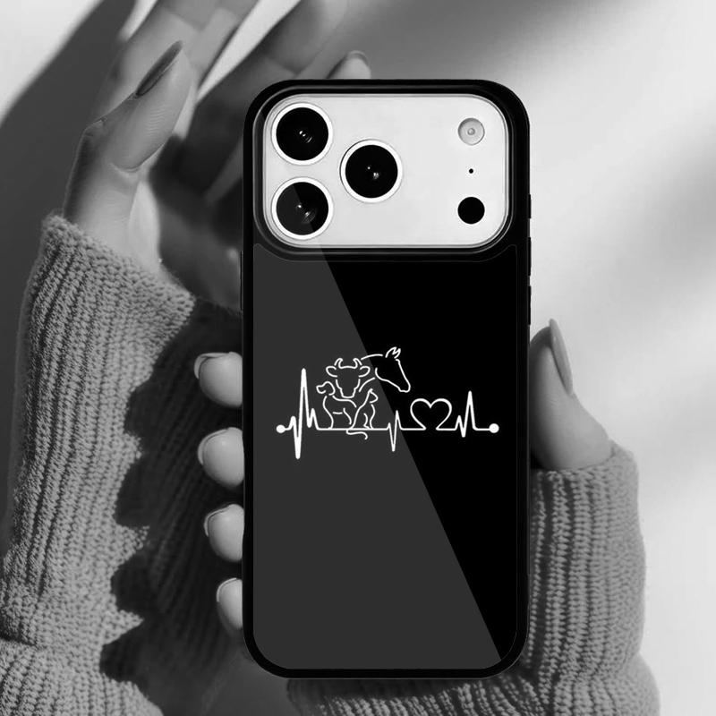 Horse Pony Horse Heartbeat Phone Case for iPhone 17 16 15 14 13 Pro Max Back Cover for 12 11 Pro Coque