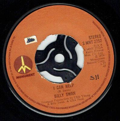 Disque vinyle 7 pouces BILLY SWAN - I Can Help SMNT2752 Monument 1974 Royaume-Uni Rock Occasion