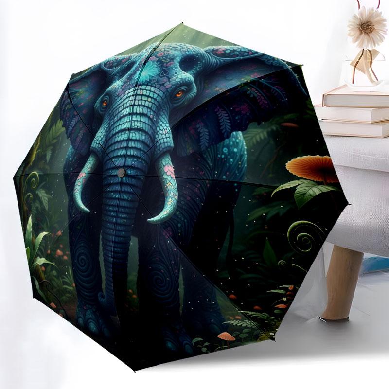 AnimalsElves Pattern Pattern New Style Umbrella, 1 Piece Automatic Folding Umbrella, Portable Travel Umbrella, Outdoor Umbrella, Birthday Gift