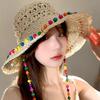 Summer Women's Seaside Beach Sun Hat Ethnic Style Big Brim Holiday Style Bucket Hat Showing Face Small Sunscreen Straw Hat