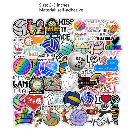 50 Stück Einzigartige Laptop-Aufkleber Attraktiv Weit verbreitet Cartoon-Design Volleyball-Thema Kühlschrank-Aufkleber