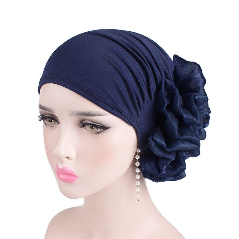Fashion Solid Flower Turban Hat Women's Hijabs Muslim Women Accessories Muslim Hat