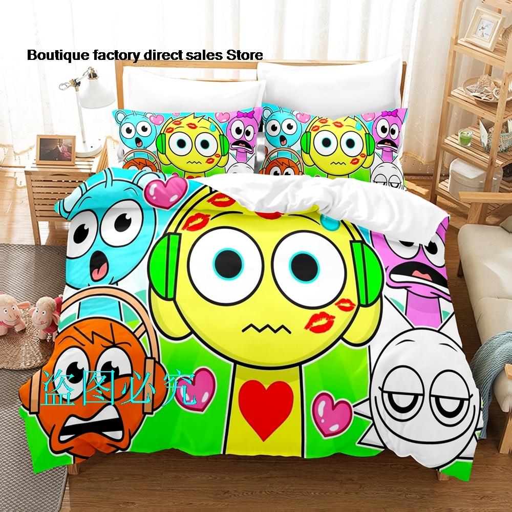 Sprunki Ensemble de Literie Simple Jumeau Full Queen King Size Ensemble de Lit Chambre d'Adulte Enfant Parure de Couette Sprunki Anime Parure De Lit Bed