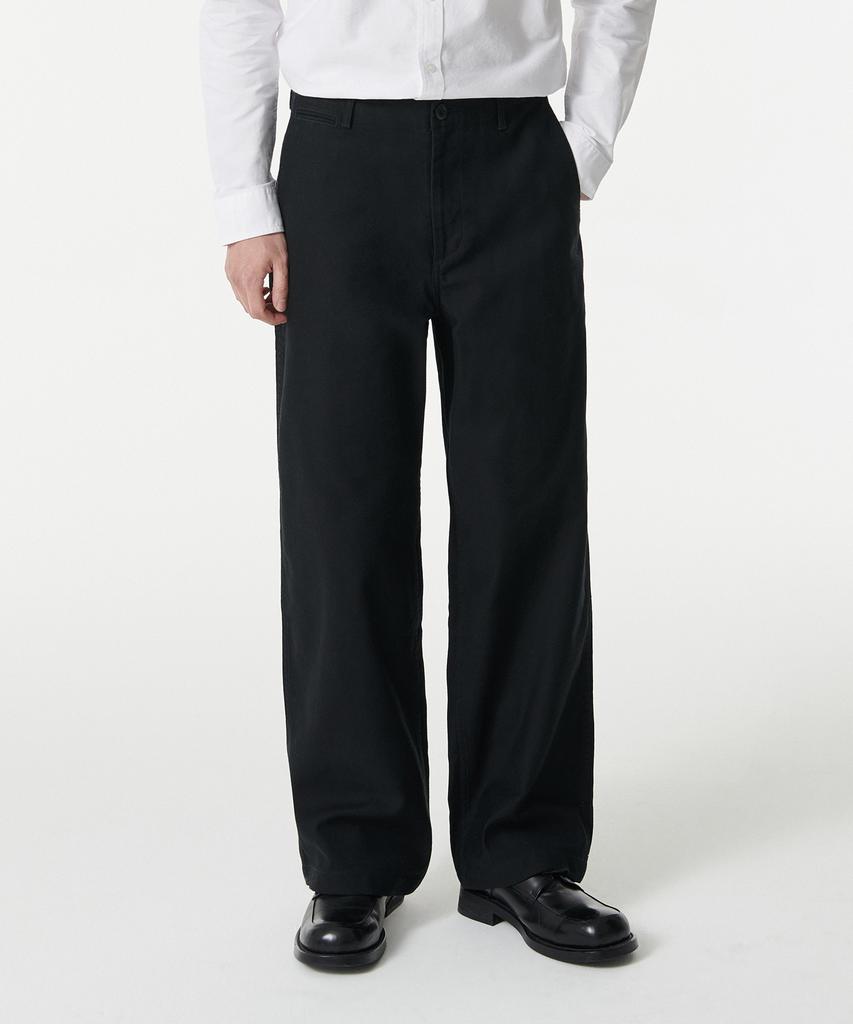 Musinsa Standard Back Satin Wide Officer Pants [Black]