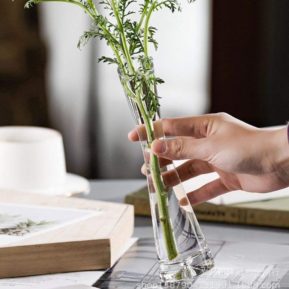 Creatieve Europese Stijl Transparant Glas Schuin Mond Artistisch Eenvoudige Vaas Hydrocultuur Plant Bloemenvaas Tafel Woondecoratie
