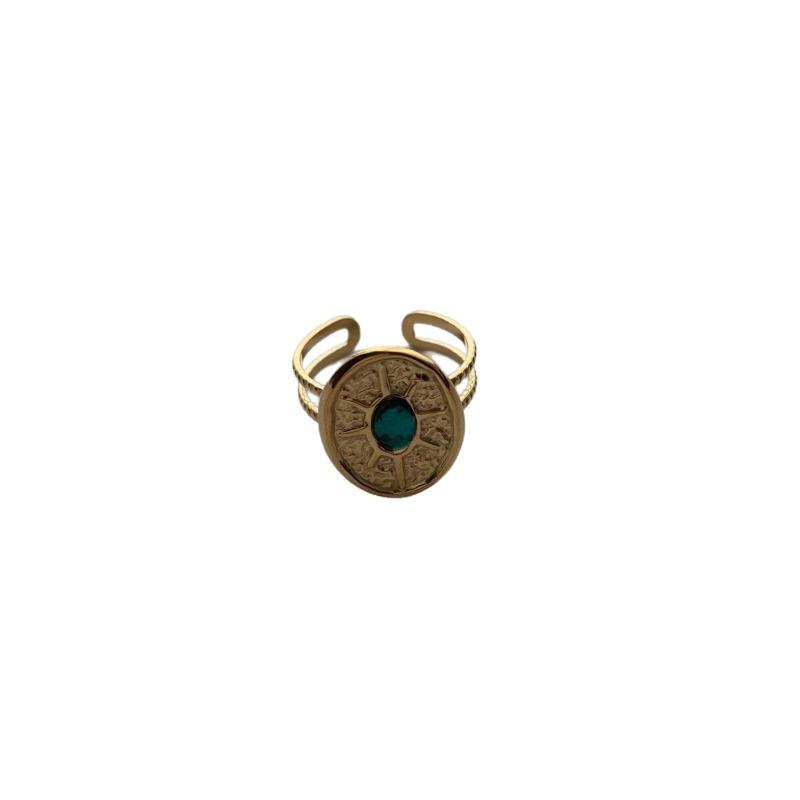 Vintage Multi-Layer Design Ring Light Luxury Niche Design Opening Adjustable Oval Statement Ring Finger Ring