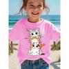 Summer Fashion Short-Sleeve T-Shirt for Girls with a Cute Cat Cartoon Print, Casual Top NYDX5024.