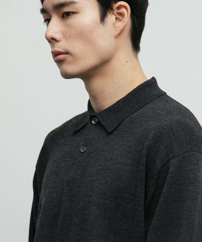 BLANKROOM Polo Knit_Melange Charcoal