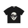 Svart T-shirt med abstrakt ansiktstryck för vardagsbruk