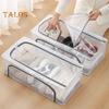 Transparent Storage Box with Double-Sided Openings Zipper Closure Waterproof PVC Shell Dustproof Under-bed Shoe Storage Box