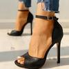 Mode Dames Talons Hauts Robe Sexy Chaussures de Mariage Sandales à Talons Hauts à Bout Ouvert et Bride Cheville pour Femmes Blanc Boucle Motif Serpent Escarpins Femme