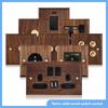 Interruptor de luz de palanca de madera de nogal negro, panel de latón retro para el hogar, enchufe eléctrico de pared USB doble universal FR UK, interruptor vintage