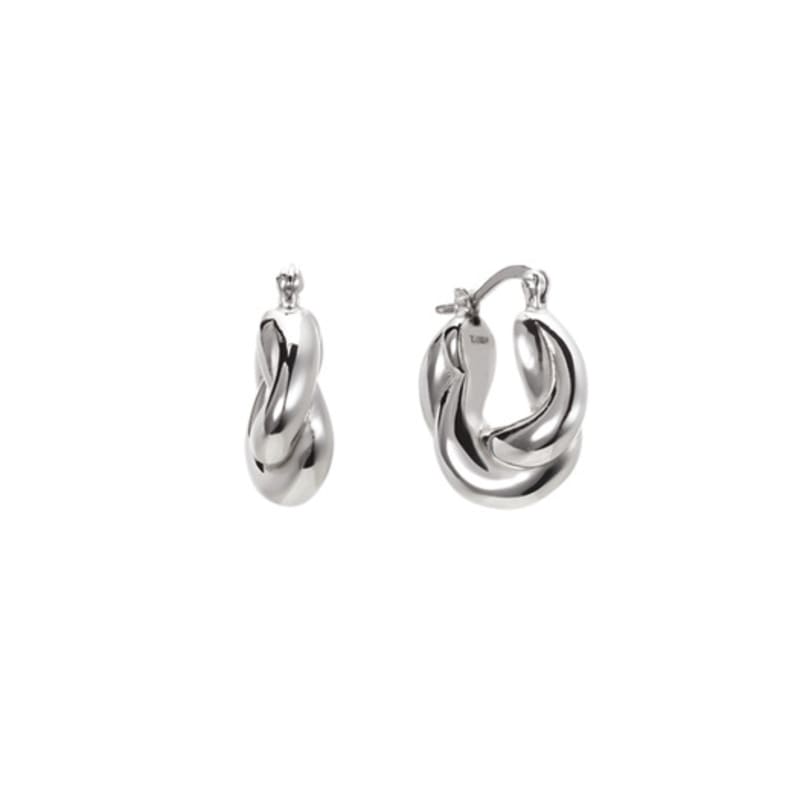 Tirr Lirr Tizen Maximize Twist Plump Silver-White Earrings TEDSVW14029M