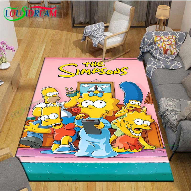 Heißer Cartoon TV-Charakter Bedruckter Teppich Außen Teppich Bereichsteppich Rutschfester Teppich Schlafzimmer Dekor Teppich für Das-A-Simpsons Zimmer Geschenk