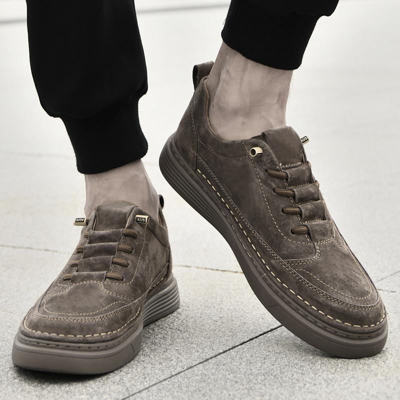 High Quality Men's New Leather Comfortable Board Shoes Fashionable Lace Up Low Cut Breathable Outdoor Sports Leisure Men's Shoes
