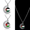 Palestine Gaza Women Flag Alloy Pendant Necklace Hollow Moon Accessory Sweater