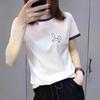 New 2026 Cartoon Rabbit Print Color Block Collar Short Sleeve Women's Slimming Age-Reducing Top