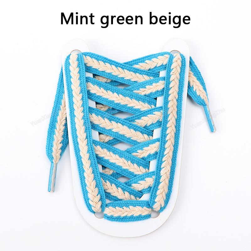 Colorblock Schnürsenkel für Sneaker Qualität 1,5 cm Breite Flacher Schnürsenkel Marke Baumwoll-Schnürsenkel für Schuhe 100/120/140/160cm Schnürsenkel