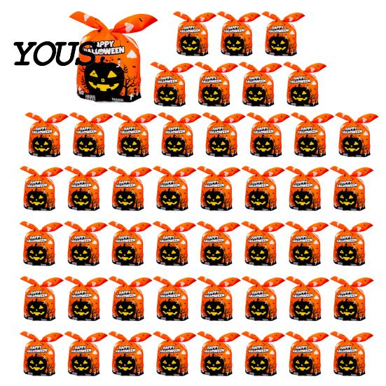 Small Candy Containers for Halloween Party 48 Pcs Bags, Kids Trick or Treat Goodie Cute Rabbit Cartoon Goody Bags Holiday Ear Plastic Gift Cookie,