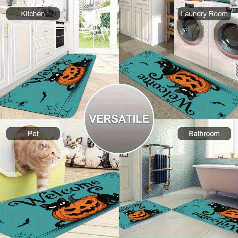 1PC Cheistmas Deer Pattern Kitchen Rug Non-Slip Door Mat Pop Design Bathroom Rug Bath Mat Carpet for Home Sink Laundry Decor