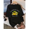 Dolce Vita Zitrone Frucht Amalfiküste Bedruckt Damen Basics T-Shirt Sommer Neues T-Shirt Locker Hip Hop Weiches Oberteil Baumwolle Kurzarm
