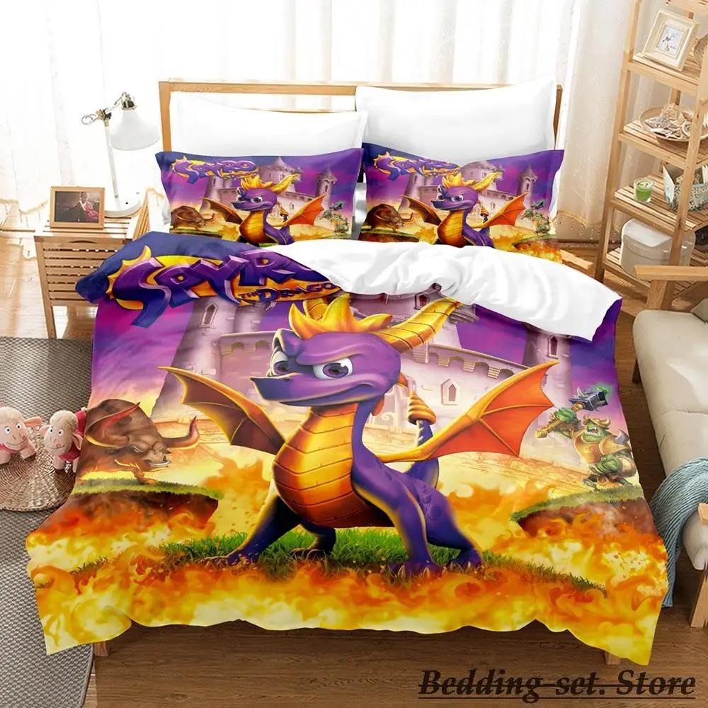 Spyro Reignited Trilogy Bedding Collection Single Twin Full Queen King Size Bed Collection Adult Kid Bedroom Duvetcover Collections Anime Gme