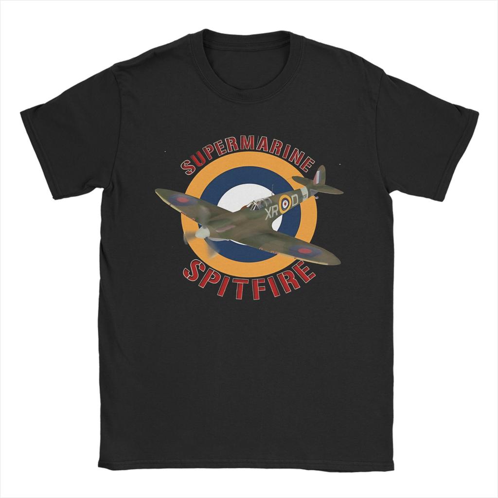 Spitfire Supermarine RAF Fighter Aircraft Cotton T Shirt For Men Summer Vintage TShirts Hip Hop Tees Big Size Wholesale Tops
