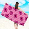 Rosa Lippen Aufdruck Strandtuch Schnelltrocknend Sandfrei Streifenmuster Leichtes Handtuch für Damen Strand Pool Reisen Sommer