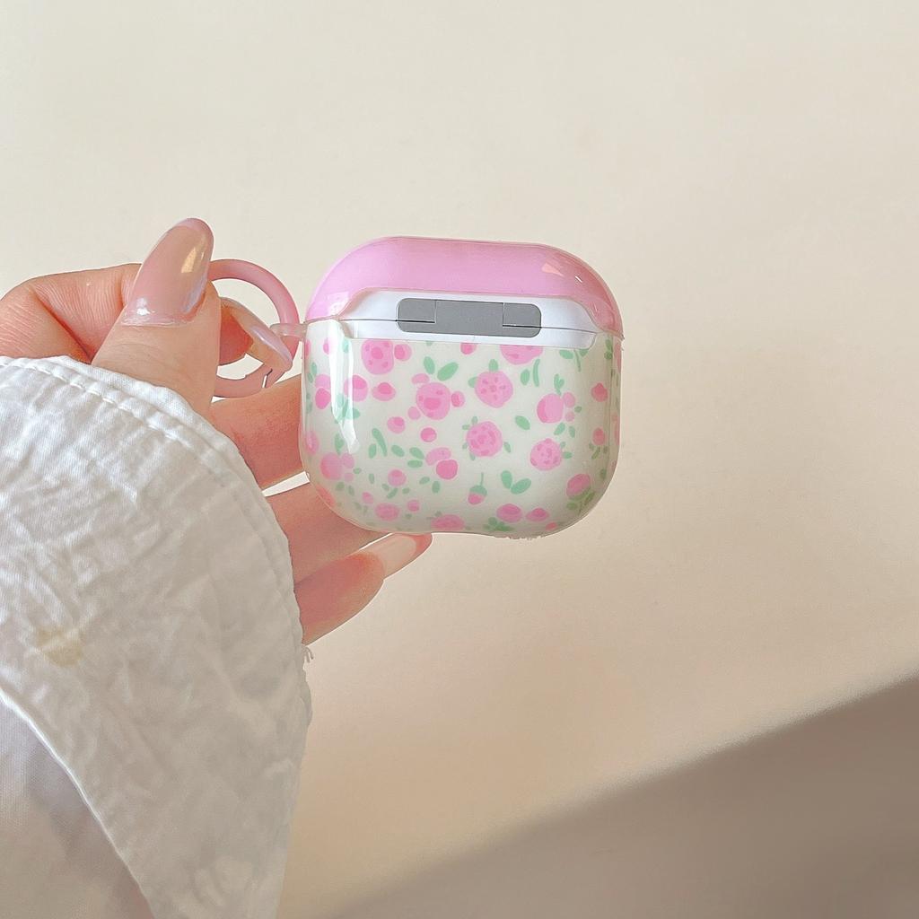 Korean Pink Small Floral AirpodsPro1 Earphone Case for Apple 1/1/1 Generation Wireless Bluetooth Case