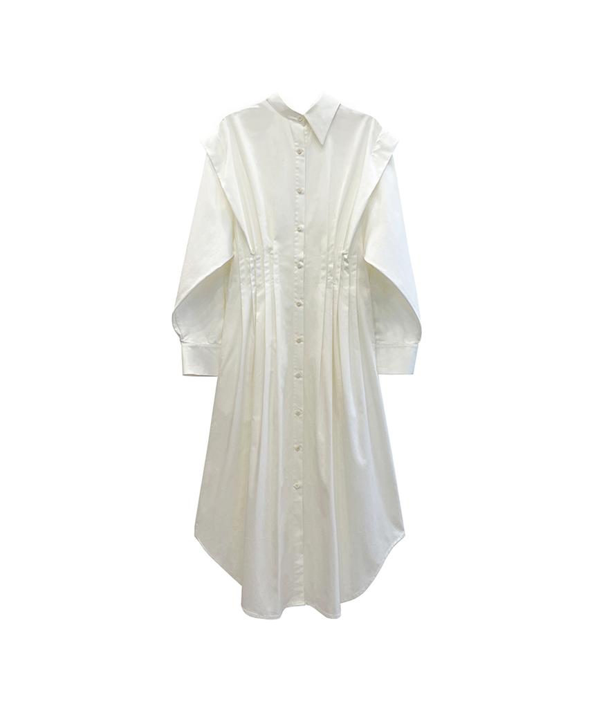 Meuameu Side Pleated Shirt Dress