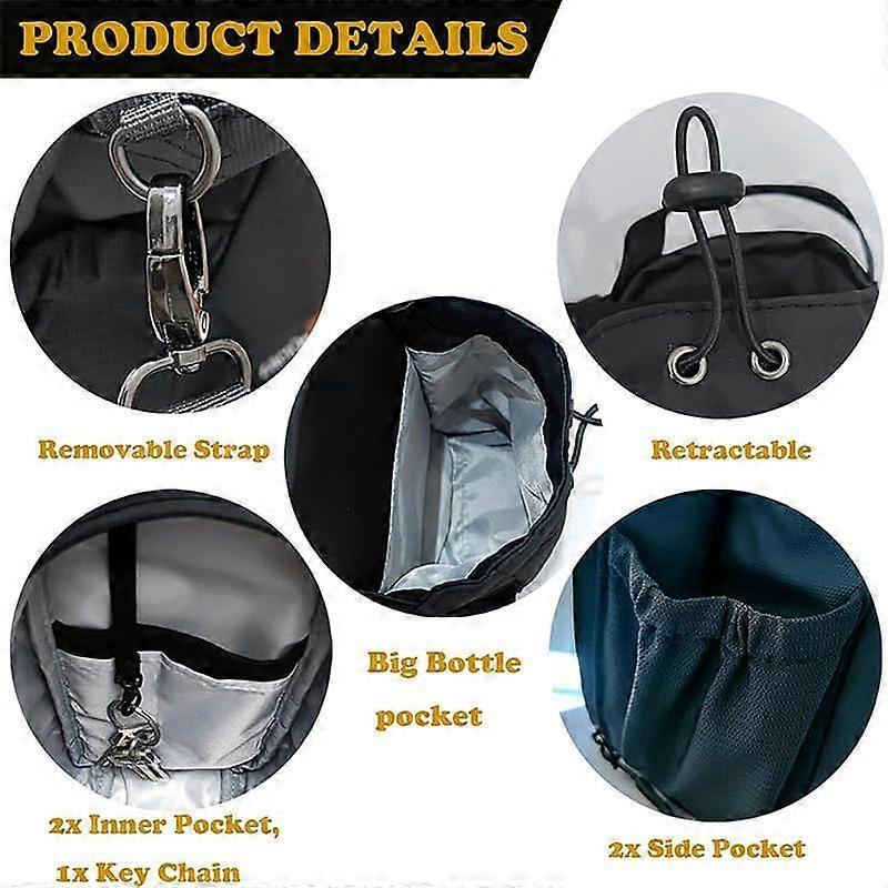 Magnetische Sporttasche mit Flaschenhalter und verstellbarem Schultergurt, großes Fassungsvermögen, Unisex-Fitness-Hüfttasche, 2er-Pack