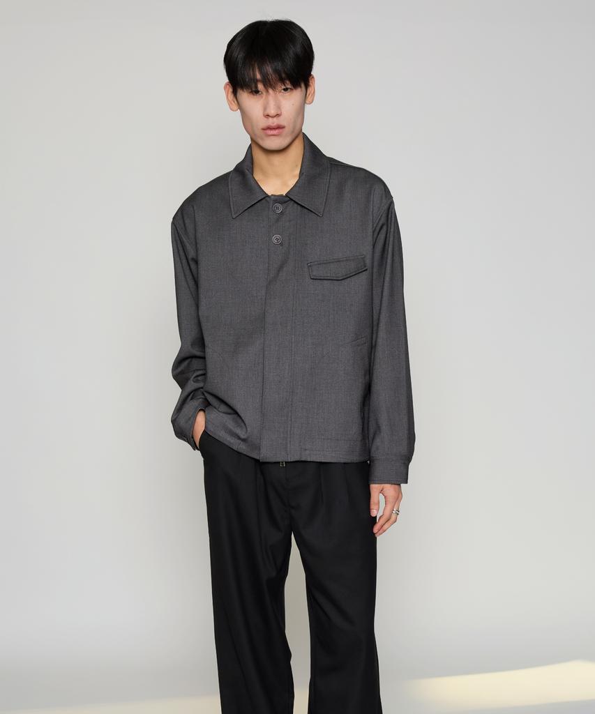Piari Wool Twill Hidden Blouson Jacket (Charcoal)