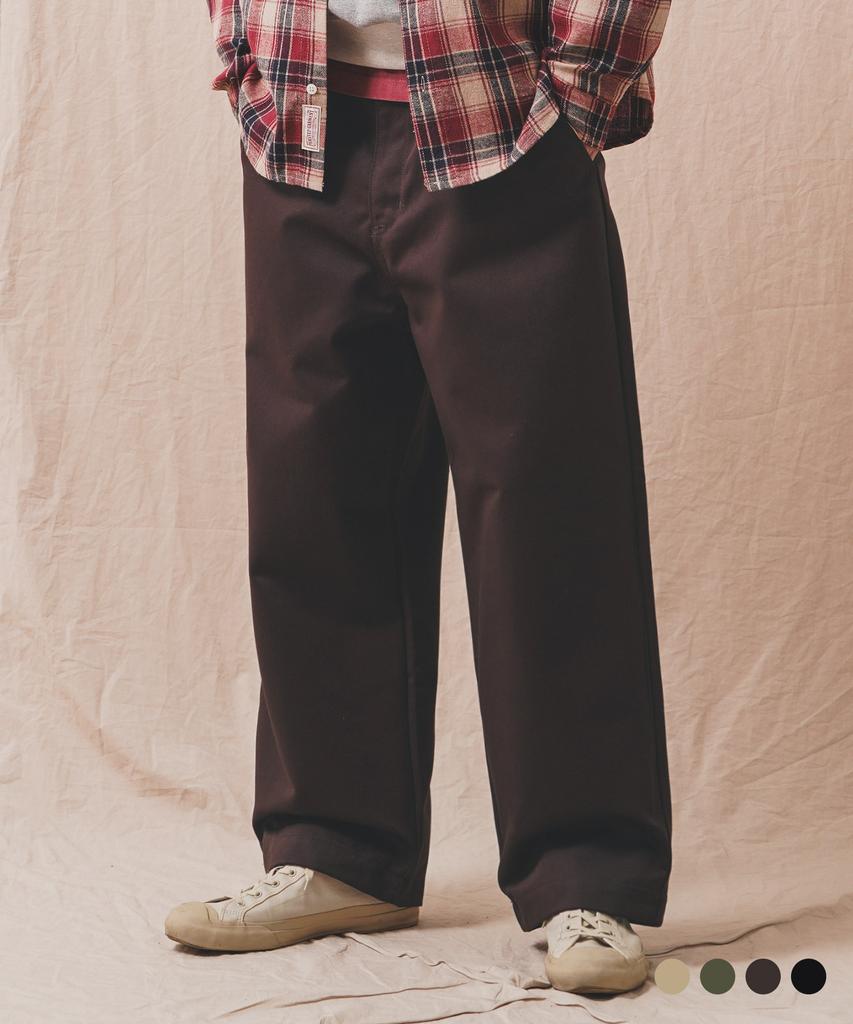 PERSTEP Mix Wide Chino Pants Dark Brown Julp4687