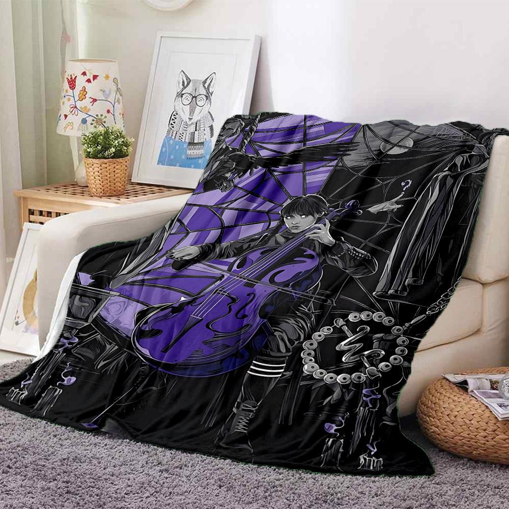1pc Wednesday Addams Blanket Lightweight Flannel Blanket Throw Blanket For Sofa, Bed, Travel, Camping, Livingroom, Office, Couch