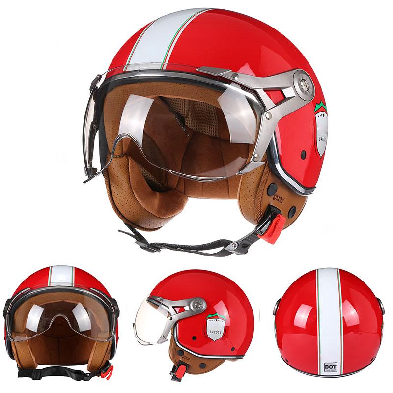 Retro Open Face Helmet Jet Motorcycle Helmet Detachable Clear Wind Visor For Vintage Scooter Moped Rider Adult Vespa Commuter