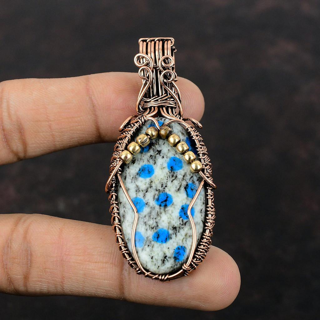 K2 Jasper Pendant Copper Wire Wrapped Gemstone Pendant Unique Design Pendant Copper Jewelry Handmade Pendant Gift For Her Wire Wrap Jewelry