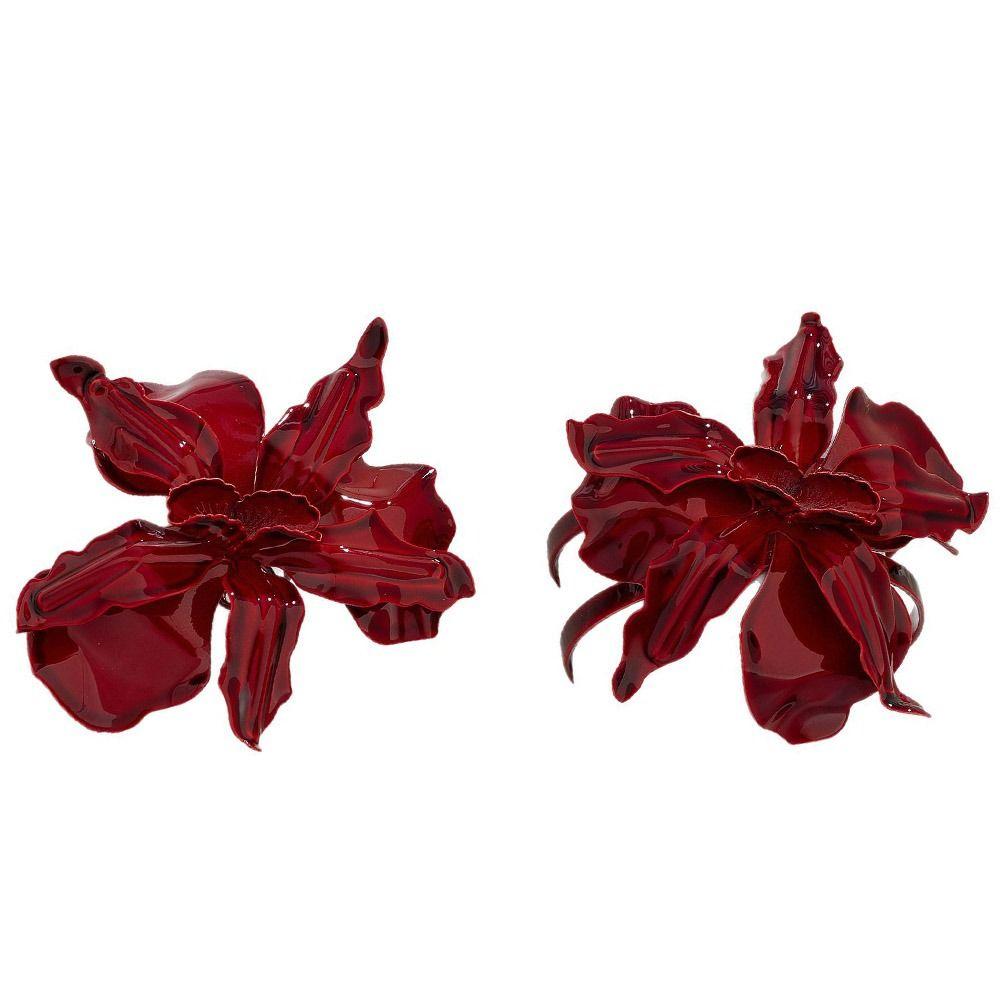 Luxury Large Flower Earrings Red Flower Necklace Bangle Rings  Jewelry Accessories