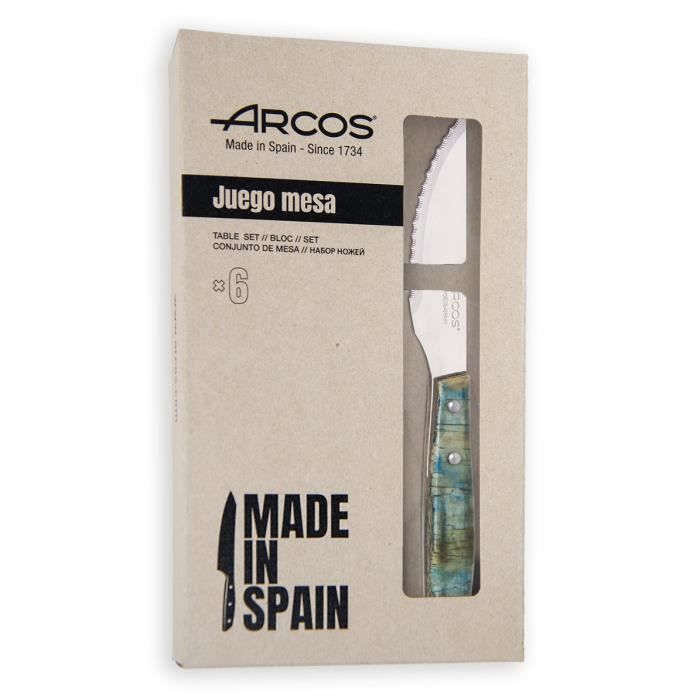 Steakmesser - ARCOS - Forest - Set von 6 - Edelstahl - Komprimiertes Pappelholz