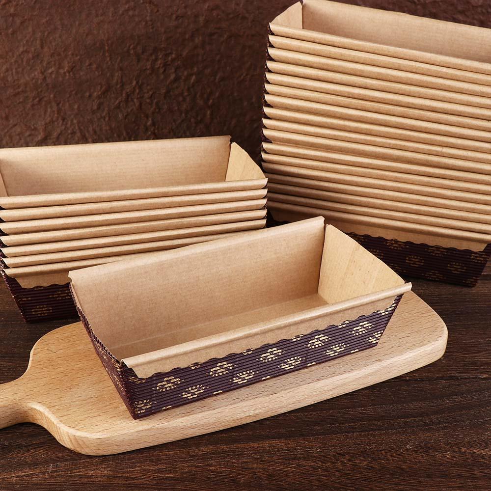 Bäckerei 25 Stück Backen Kraft Einweg-Papier Kastenbrotformen Kuchenform Brotbackform Toastbox