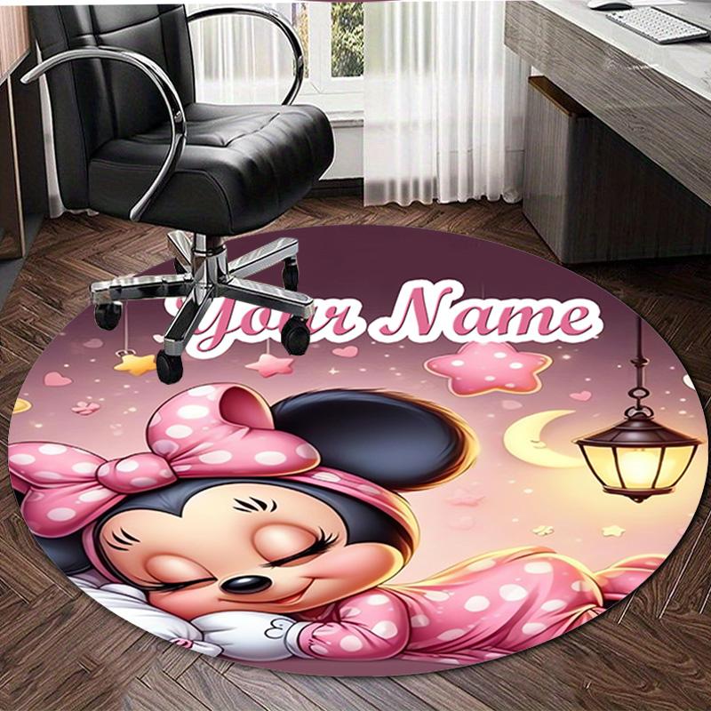 Gepersonaliseerd M-Minnie Rond Kantoorvloerkleed - Perfect voor Mat, Kantoorstoel & Meer - Ideaal Cadeau voor Verjaardagen en Feestdagen