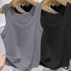 Geripptes Camisole-Oberteil aus Eisseide für Damen mit U-Ausschnitt und Spaghettiträgern für Frühling und Sommer