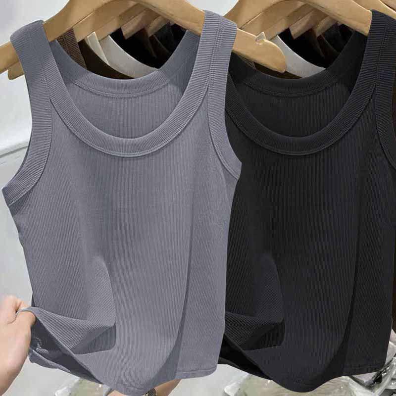 Geripptes Camisole-Oberteil aus Eisseide für Damen mit U-Ausschnitt und Spaghettiträgern für Frühling und Sommer