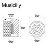 Musiclily Pro 18mm Stahl-Domknöpfe mit Zoll-Positionsmarkierungen für USA E-Gitarren/Bässe, Chrom (2er Set)
