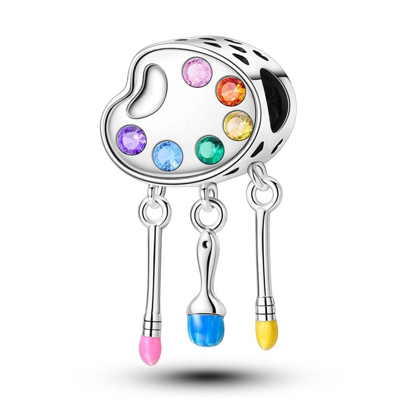 Sparkling copper Colorful Zircon Fixed Clip Bead Charms Angel Dangle Charm Compatible With Bracelets Necklaces Exquisite Gifts