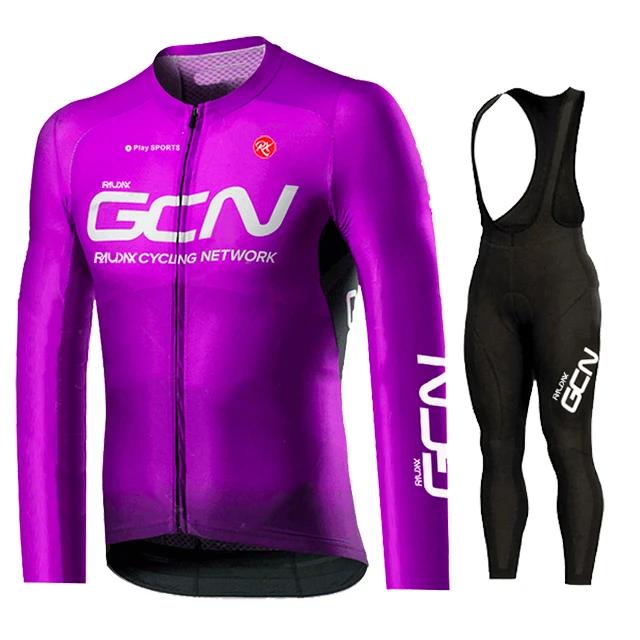 RAUDAX GCN Rode Pro Wielerhirtenset, Wielerkleding met Lange Mouwen, MTB Maillot, Fiets Sportkleding, Wegfiets Uniform, 2024