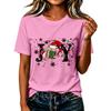 Women's Casual Christmas Printed Short Sleeve T-Shirt with Festive Holiday Design