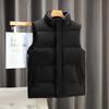 Down Cotton Vest Men's Autumn and Winter Jacket Plus Velvet Thickened Solid Color Vest Stand-up Collar Waistcoat