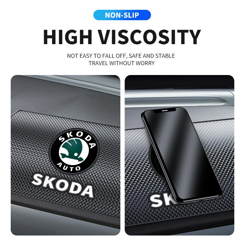 FSNK8 Car Non Slip Mat Sticky Anti Slip PVC Pads Accessories For Skoda Octavia Superb Rapid Kodiaq Karoq Fabia Kamiq Enyaq Vision RS Y