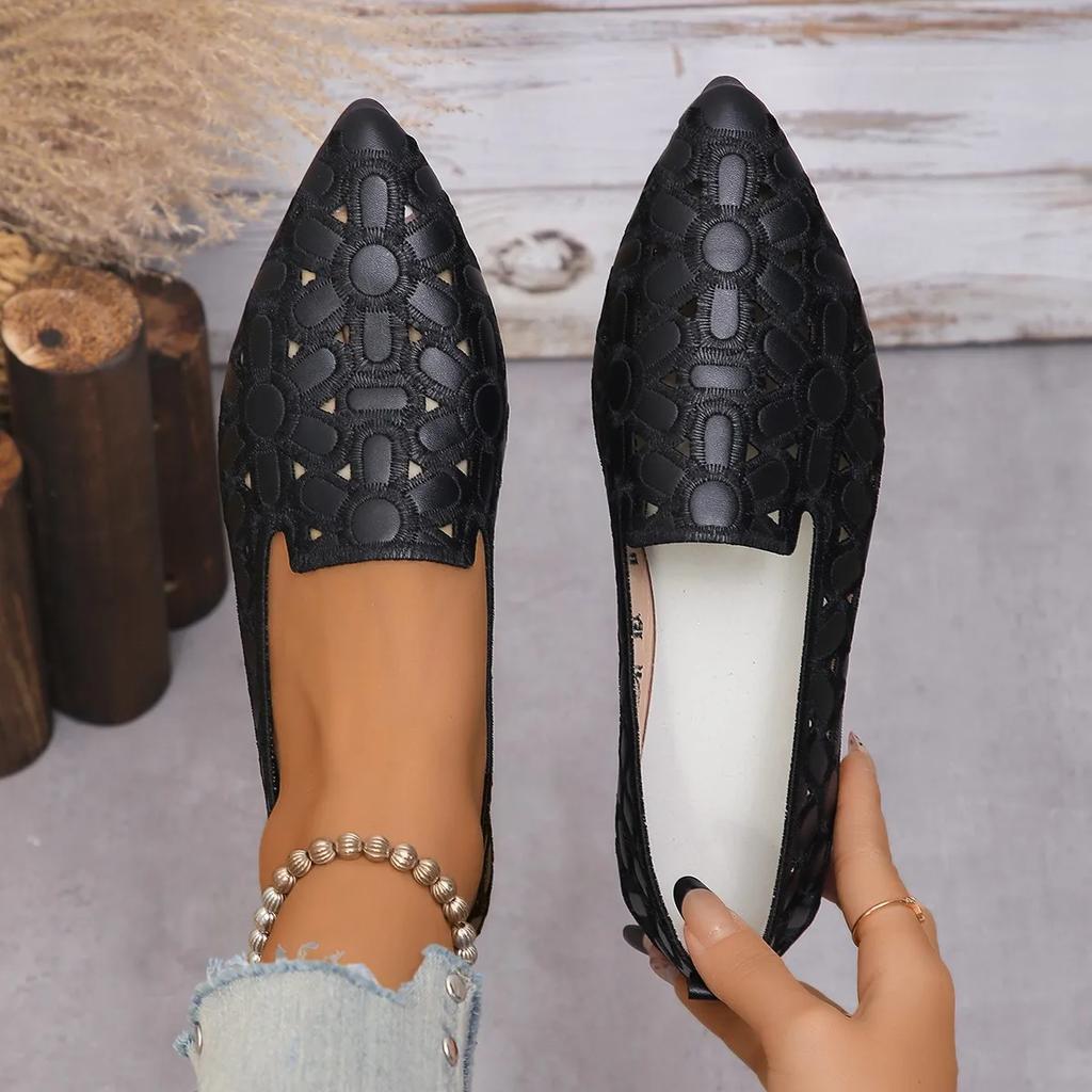 Fashion Women's Flats Casual Pointed Toe Single Shoes Female 2025 Spring Summer New Slip-on Flat Breathable Shallow Shoes Zapatos Mujer